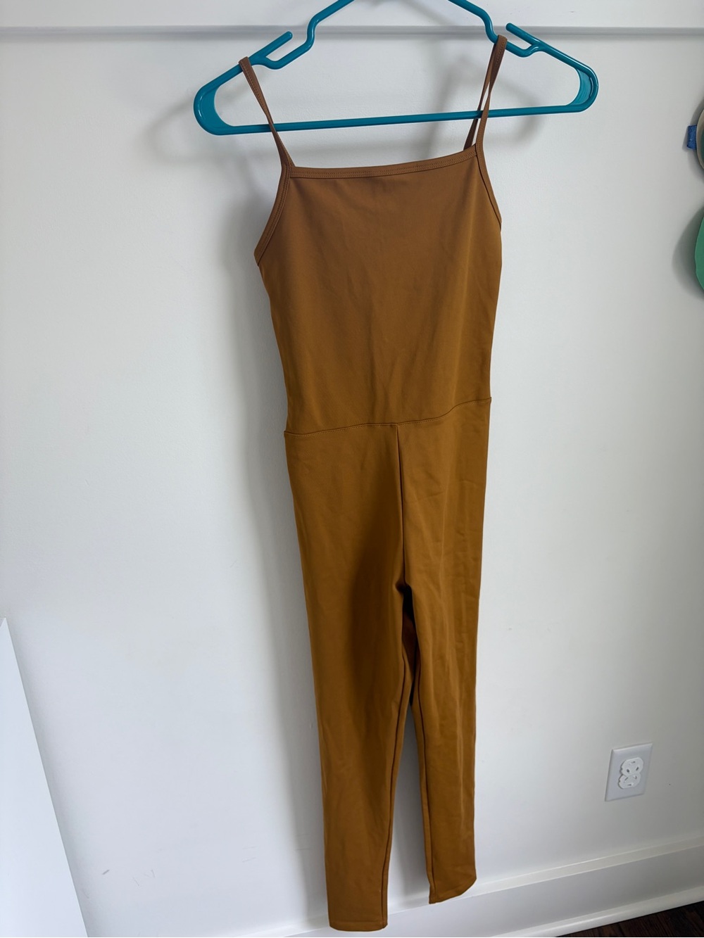girlfriend collective Chestnut Brown Slim-Strap Bodysuit - Small, yoga, workout